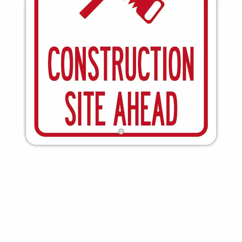 【長方形看板】危険!この先工事現場/アメリカ製オリジナル看板(約20x30cm) PL8HERO