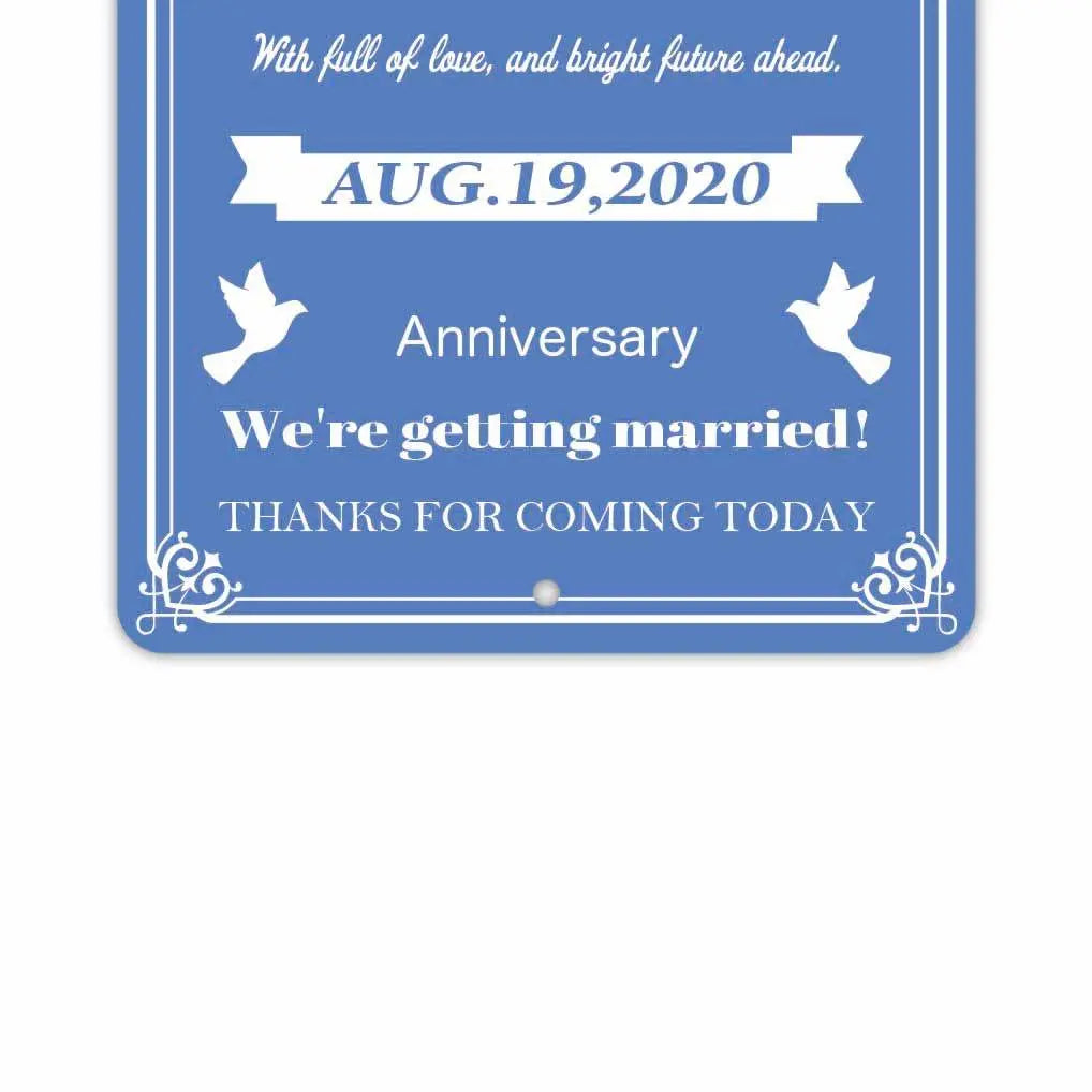 【長方形看板】ウェディングウェルカムボード・カー・ブルー/アメリカ製オリジナル看板(約20x30cm) PL8HERO