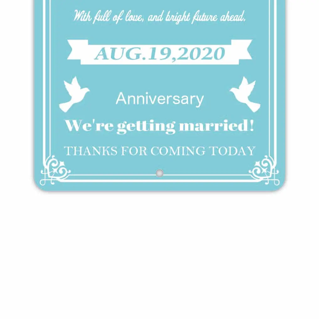 【長方形看板】ウェディングウェルカムボード・カー・ターコイズ/アメリカ製オリジナル看板(約20x30cm) PL8HERO