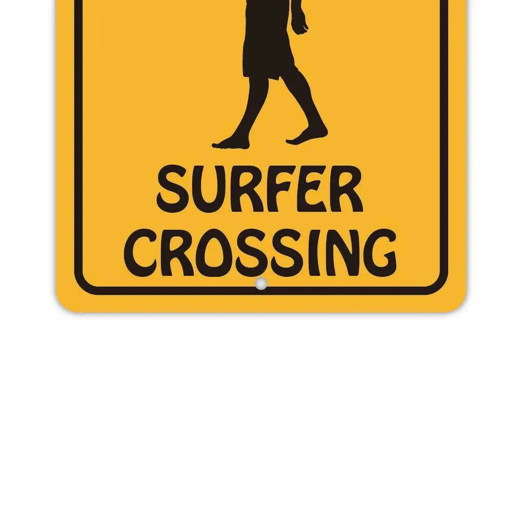 【長方形看板】サーファー横断中/アメリカ製オリジナル看板(約20x30cm) PL8HERO