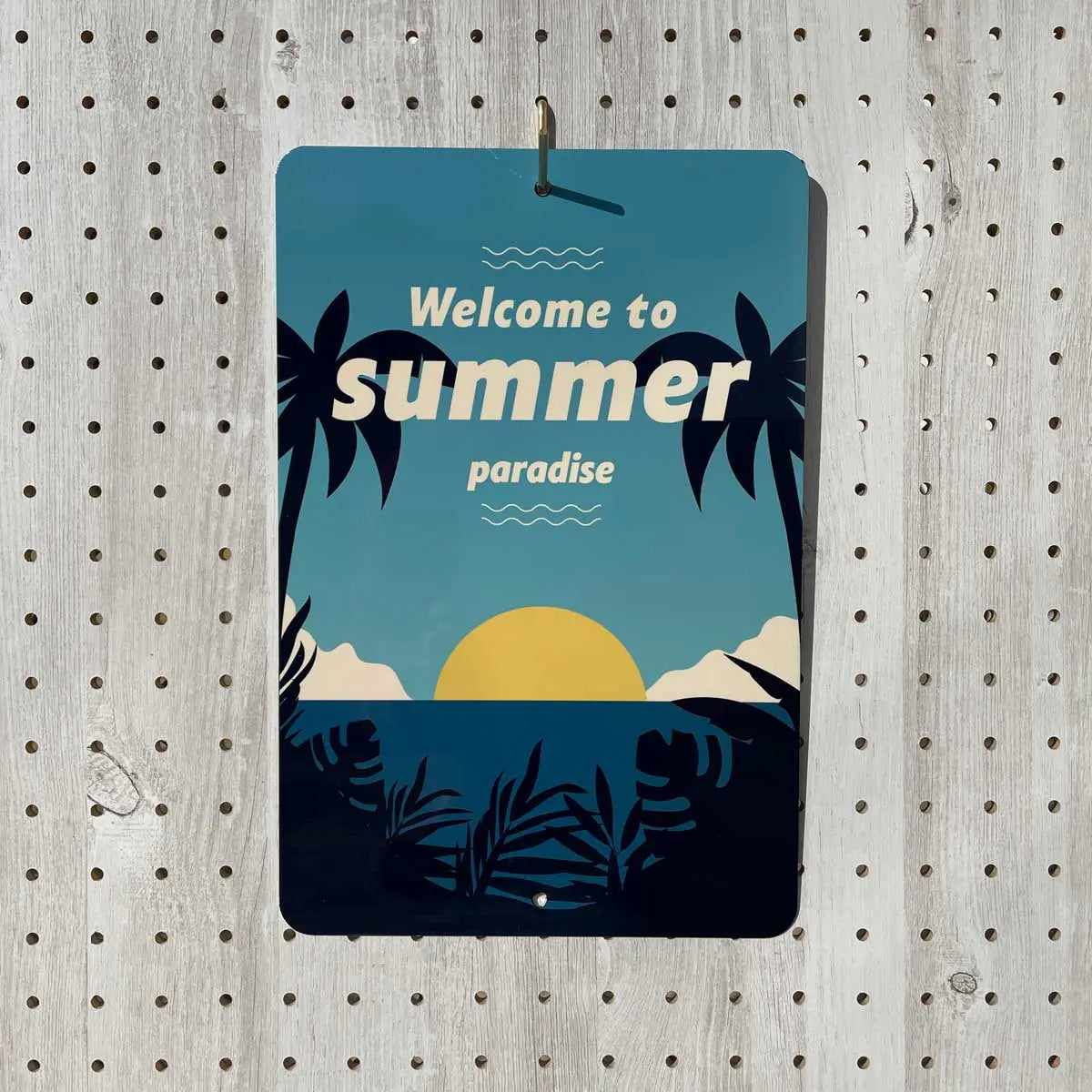 【長方形看板】サンセット・ヤシの木/アメリカ製オリジナル看板(約20x30cm) PL8HERO