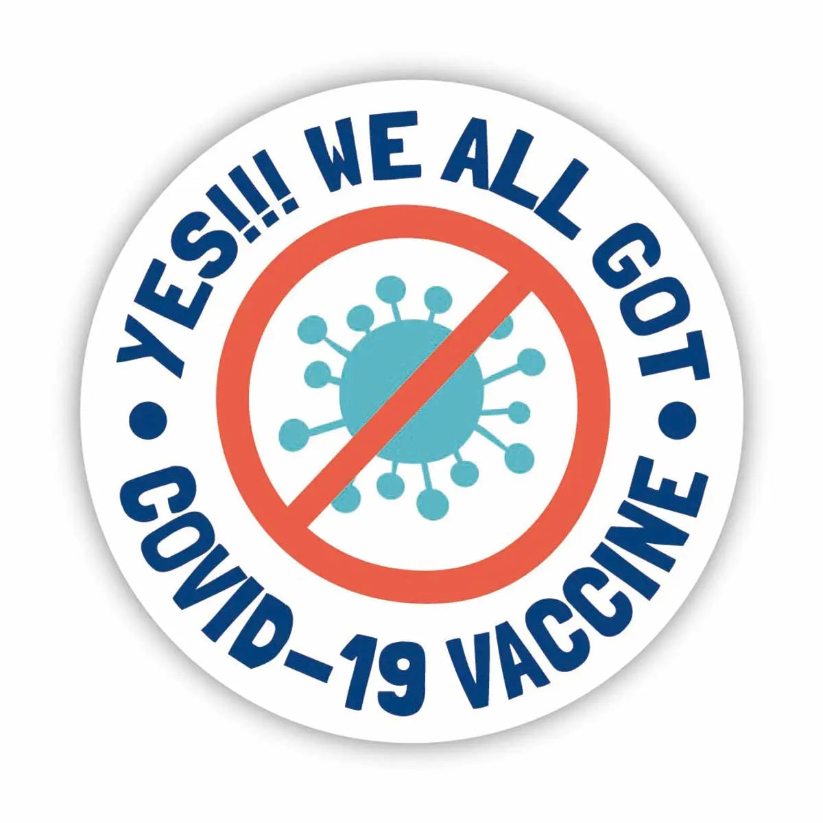 【ステッカー】丸形ステッカー・ワクチン接種啓発(ワクチン打ちました)ホワイト/オリジナル文字・耐水・耐候・屋外OK PL8HERO