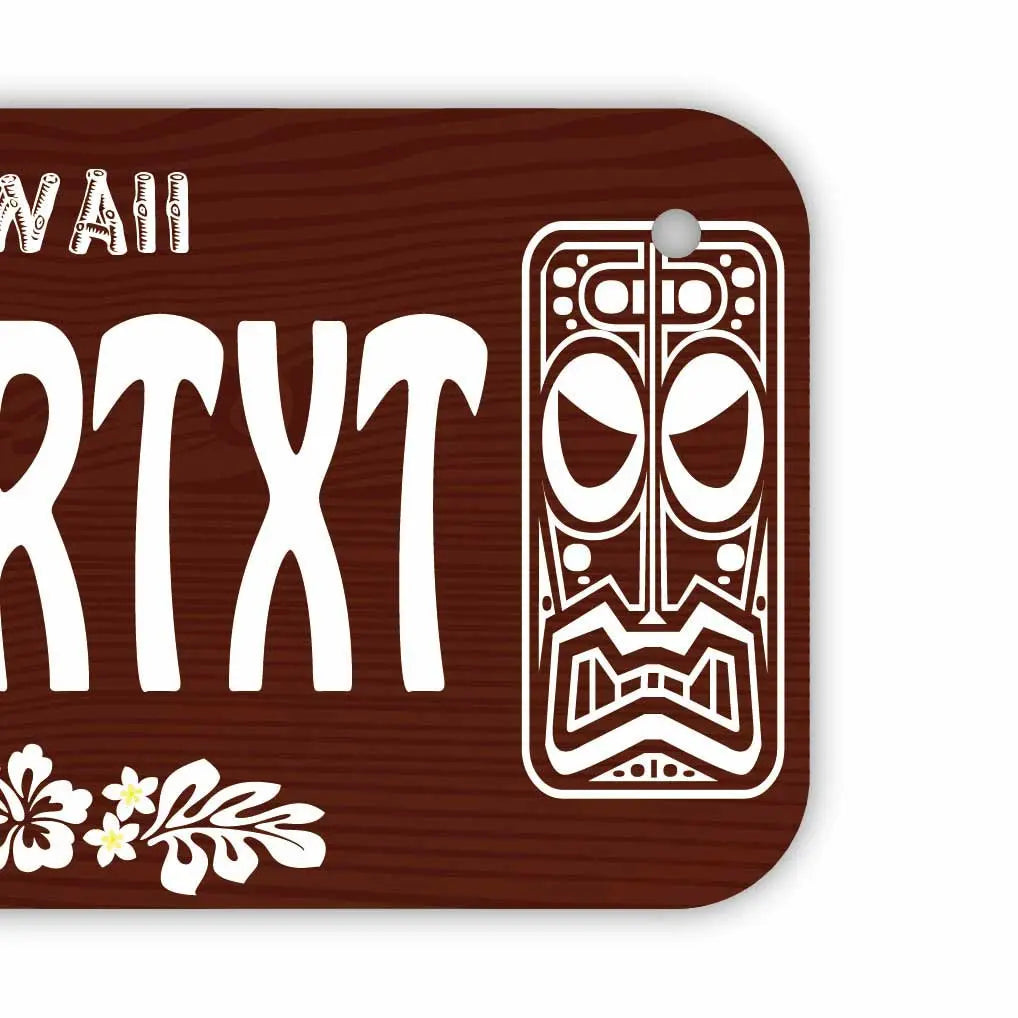 【小・自転車用】ハワイ・ティキ木目/オリジナルアメリカナンバープレート PL8HERO