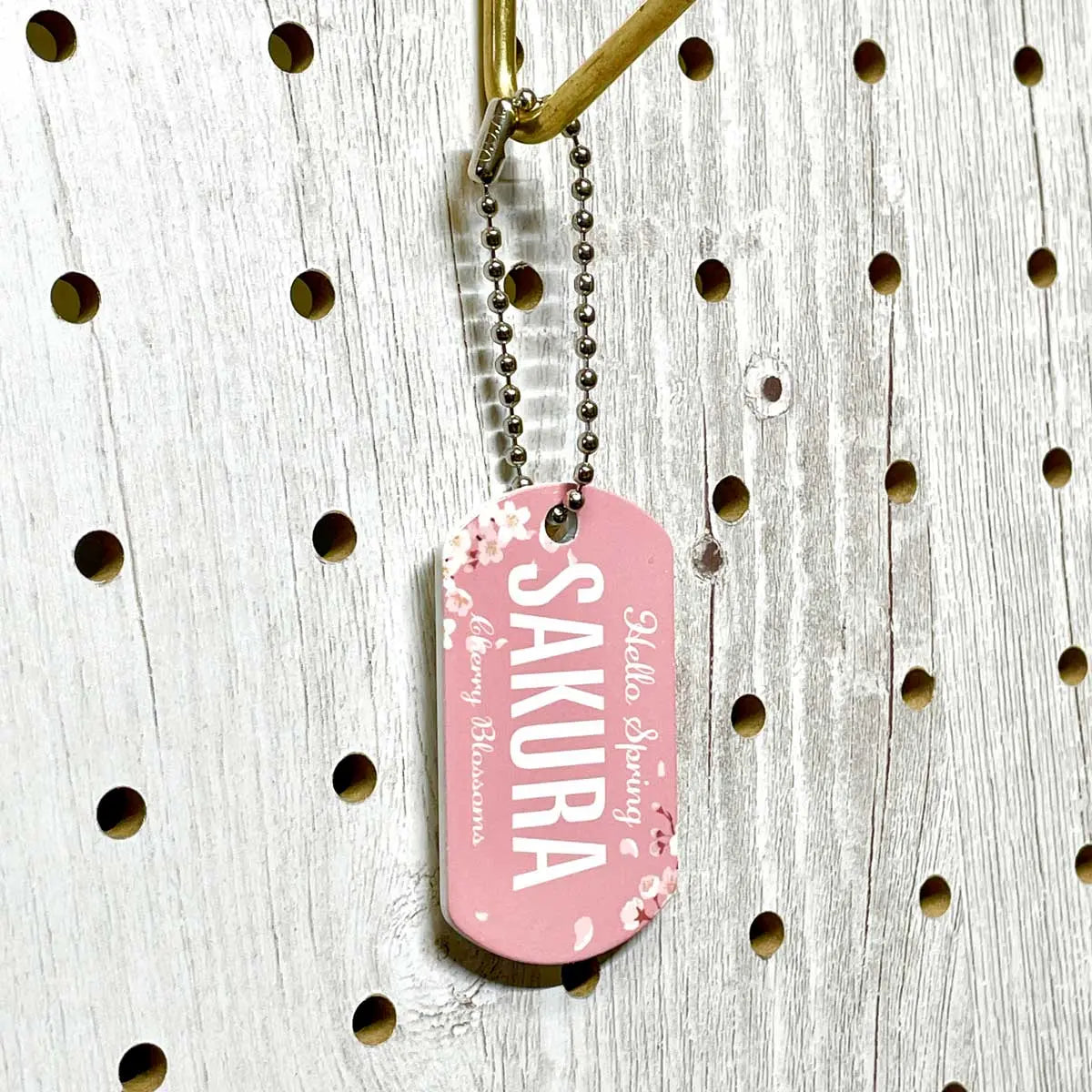 【ドッグタグ】サクラ/オリジナルアメリカナンバープレート型 キーホルダー PL8HERO