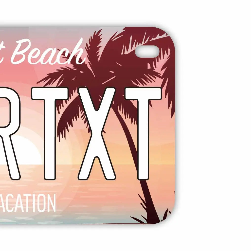 【中・USバイク用】ヤシの木・オーシャンサンセット/オリジナルアメリカナンバープレート PL8HERO