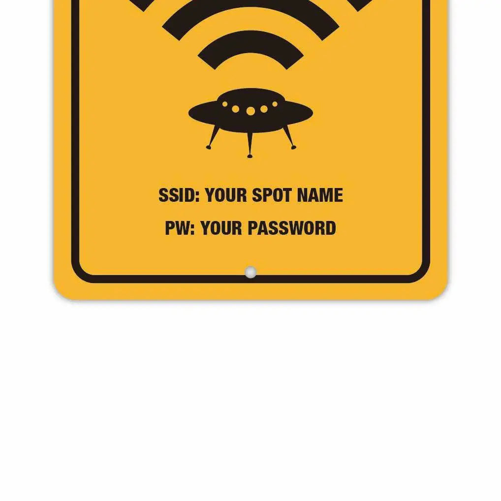 【長方形看板】フリーWi-Fi使えます / スポット名 & パスワード/アメリカ製オリジナル看板(約20x30cm) PL8HERO