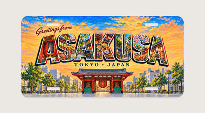 東京 浅草 ASAKUSA 文字内に地域の風景を描いたご当地プレート 完成イメージ