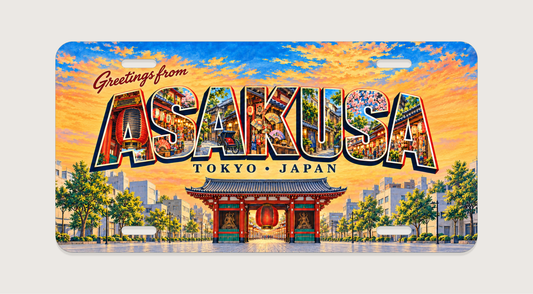 東京 浅草 ASAKUSA 文字内に地域の風景を描いたご当地プレート 完成イメージ