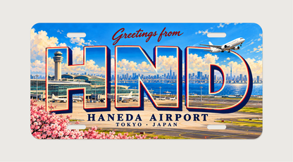 羽田空港 HND 東京湾と空港の風景を描いた絵葉書風ご当地プレート 完成イメージ