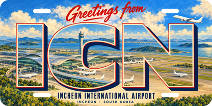 仁川国際空港 ICN 地域モチーフを組み合わせた架空の景観の絵葉書風ご当地プレート 完成イメージ