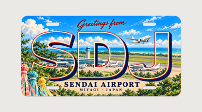 仙台空港 SDJ 地域の風景を描いた絵葉書風ご当地プレート 完成イメージ