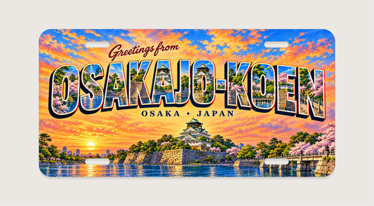 大阪 大阪城公園 OSAKAJO-KOEN 文字内に地域の風景を描いたご当地プレート 完成イメージ