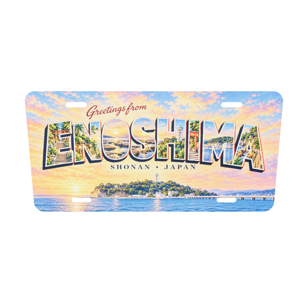 湘南 江の島 ENOSHIMA 文字内に地域の風景を描いたご当地プレート 実寸3Dモデル
