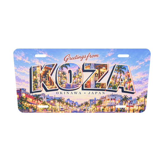 沖縄 コザ KOZA 文字内に地域の風景を描いたご当地プレート 完成イメージ 3Dモデル