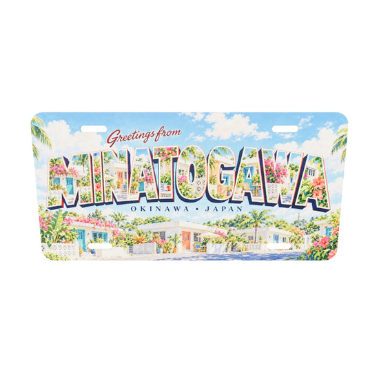 沖縄 港川 MINATOGAWA 文字内に地域の風景を描いたご当地プレート 完成イメージ 3Dモデル