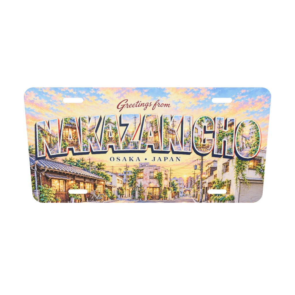 大阪 中崎町 NAKAZAKICHO 文字内に地域の風景を描いたご当地プレート 完成イメージ 3Dモデル