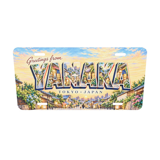 東京 谷中 YANAKA 文字内に地域の風景を描いたご当地プレート 完成イメージ 3Dモデル