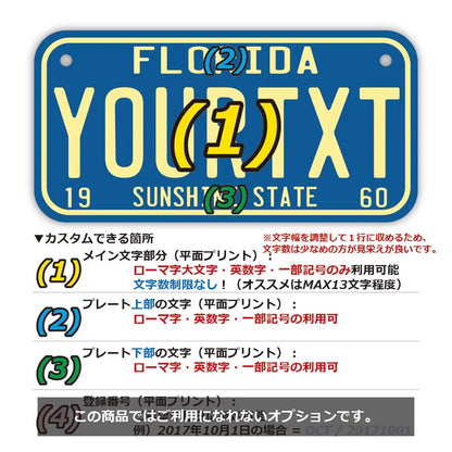 【小・自転車用】フロリダ1960's/オリジナルアメリカナンバープレート PL8HERO