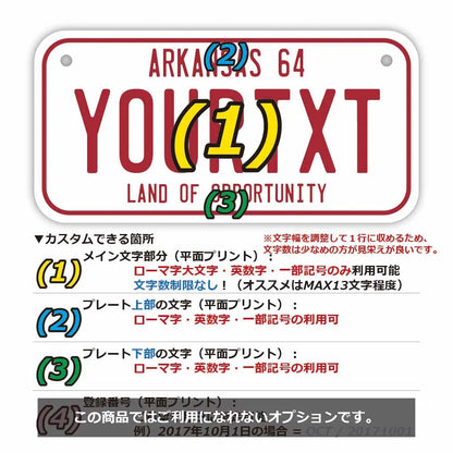 【小・自転車用】アーカンソー1964/オリジナルアメリカナンバープレート PL8HERO