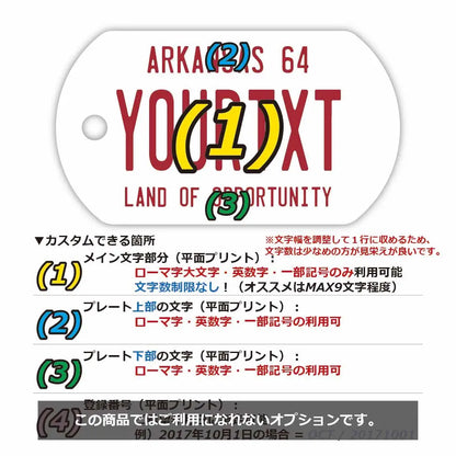 【ドッグタグ】アーカンソー1964/オリジナルアメリカナンバープレート型 キーホルダー PL8HERO
