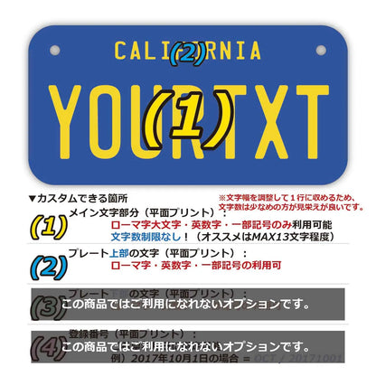 【小・自転車用】カリフォルニア1970's/オリジナルアメリカナンバープレート PL8HERO