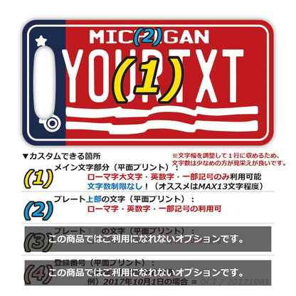 【ラゲッジタグ】ミシガン1976/オリジナルアメリカナンバープレート型・おしゃれ ・紛失防止タグ PL8HERO