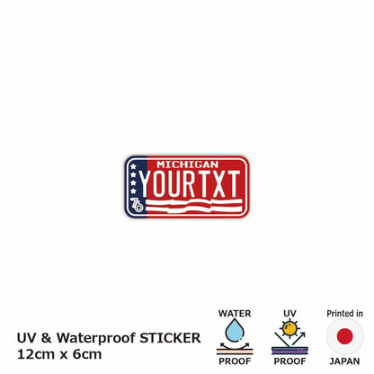 【ステッカー】ミシガン1976/オリジナルアメリカナンバープレート型・耐水・耐候・屋外OK PL8HERO