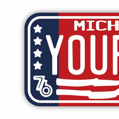 【ステッカー】ミシガン1976/オリジナルアメリカナンバープレート型・耐水・耐候・屋外OK PL8HERO