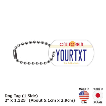 【犬用迷子札・ドッグタグ】カリフォルニア1980's/オリジナルアメリカナンバープレート型 名入れキーホルダー