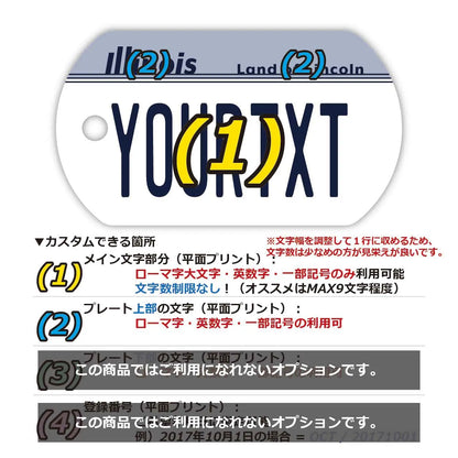 【ドッグタグ】イリノイ1980's/オリジナルアメリカナンバープレート型 キーホルダー PL8HERO