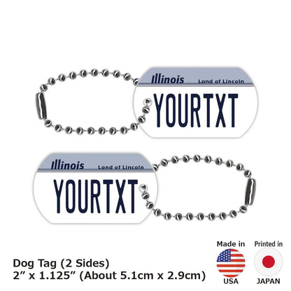 【ドッグタグ】イリノイ1980's/オリジナルアメリカナンバープレート型 キーホルダー PL8HERO