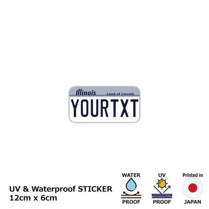 【ステッカー】イリノイ1980's/オリジナルアメリカナンバープレート型・耐水・耐候・屋外OK PL8HERO