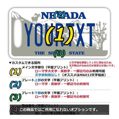【ラゲッジタグ】ネバダ1980s/オリジナルアメリカナンバープレート型・おしゃれ ・紛失防止タグ PL8HERO