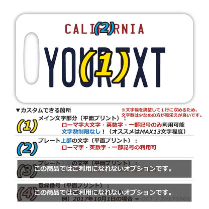 【ラゲッジタグ】カリフォルニア1990's/オリジナルアメリカナンバープレート型・おしゃれ ・紛失防止タグ PL8HERO