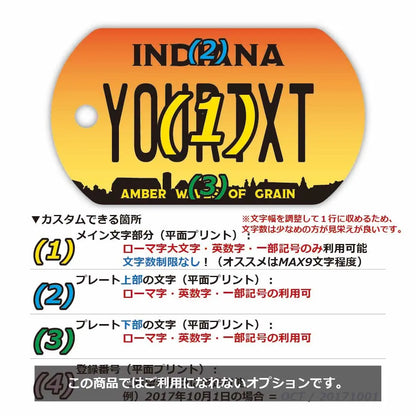 【ドッグタグ】インディアナ1993/オリジナルアメリカナンバープレート型 キーホルダー PL8HERO