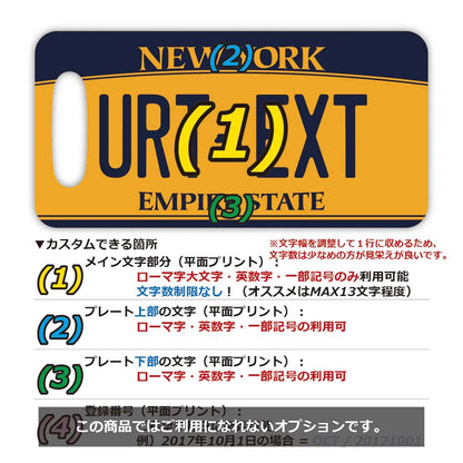 【ラゲッジタグ】ニューヨーク2010/オリジナルアメリカナンバープレート型・おしゃれ ・紛失防止タグ PL8HERO