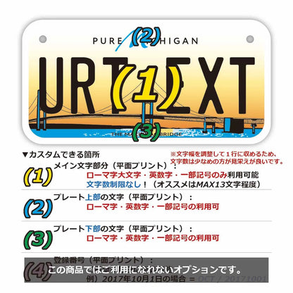 【小・自転車用】ミシガン2014/オリジナルアメリカナンバープレート PL8HERO