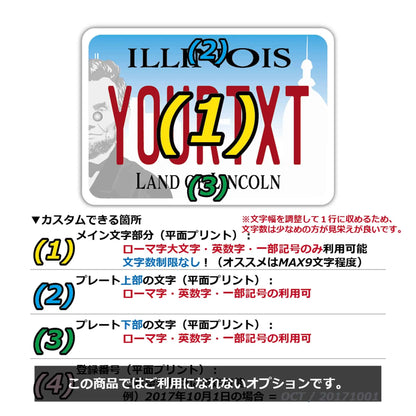 【ミラータグ】イリノイ2017/オリジナルアメリカナンバープレート型エアフレッシュナー PL8HERO