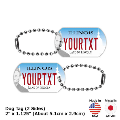 【犬用迷子札・ドッグタグ】イリノイ2017/オリジナルアメリカナンバープレート型 キーホルダー PL8HERO