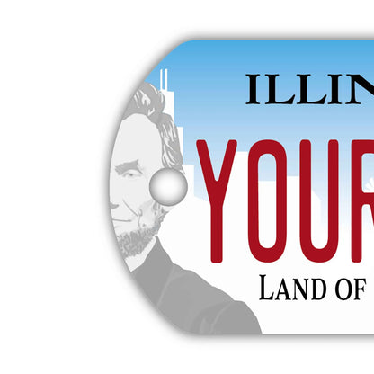 【犬用迷子札・ドッグタグ】イリノイ2017/オリジナルアメリカナンバープレート型 キーホルダー PL8HERO