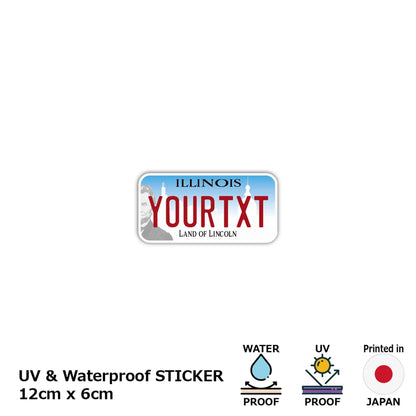 【ステッカー】イリノイ2017/オリジナルアメリカナンバープレート型・耐水・耐候・屋外OK PL8HERO