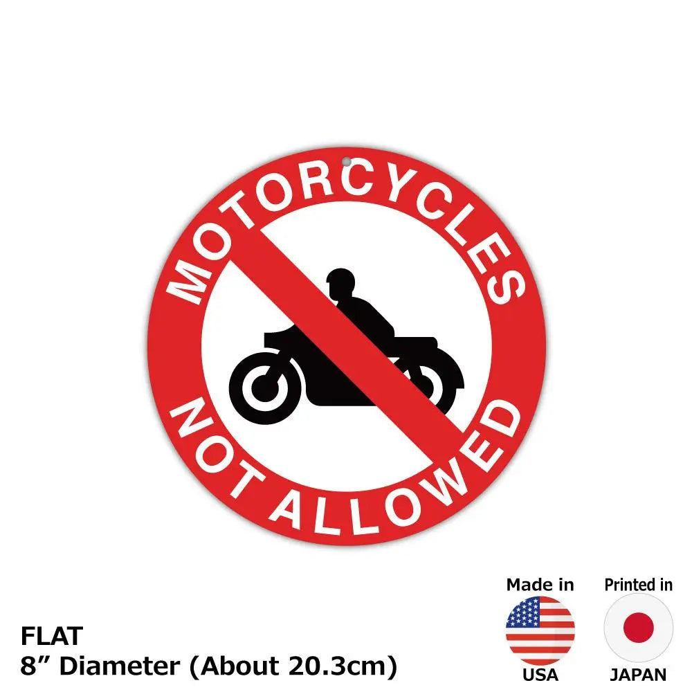 【丸形看板】標識・赤・バイク進入禁止/アメリカ製オリジナル看板(直径約20cm) PL8HERO
