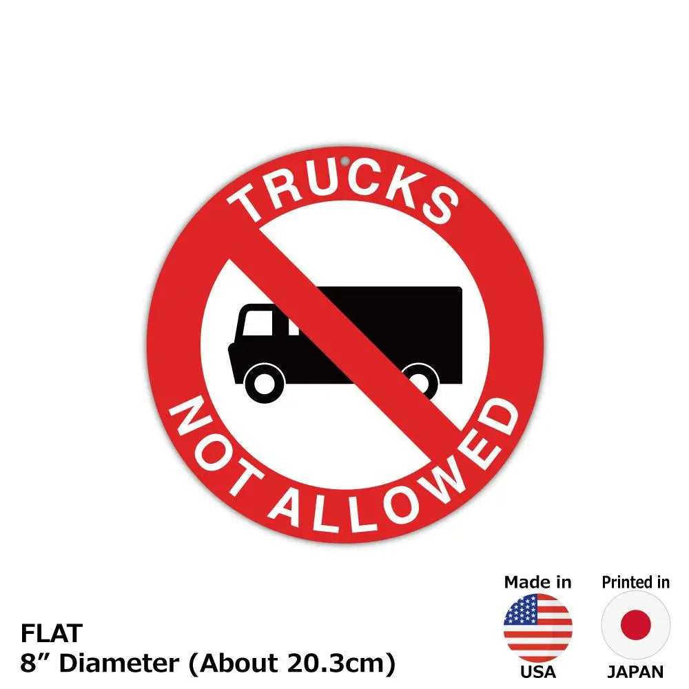 【丸形看板】標識・赤・トラック進入禁止/アメリカ製オリジナル看板(直径約20cm) PL8HERO