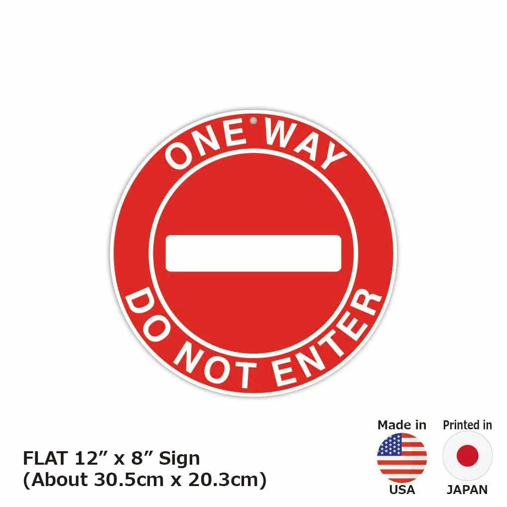【丸形看板】標識・赤・進入禁止・一方通行/アメリカ製オリジナル看板(直径約20cm) PL8HERO