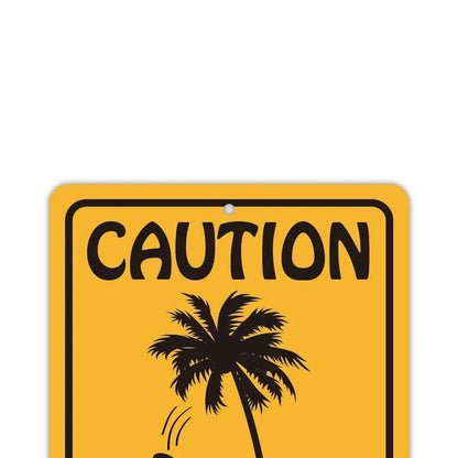 【長方形看板】ココナッツ落下注意/アメリカ製オリジナル看板(約20x30cm) PL8HERO