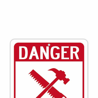 【長方形看板】危険！この先工事現場/アメリカ製オリジナル看板(約20x30cm) PL8HERO