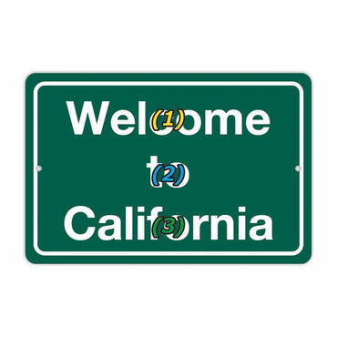 【長方形看板】カリフォルニアへようこそ/アメリカ製オリジナル看板(約20x30cm)