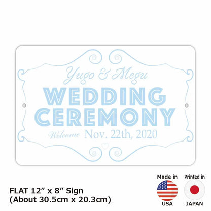 【長方形看板】ウェディングウェルカムボード・ブルー/アメリカ製オリジナル看板(約20x30cm) PL8HERO