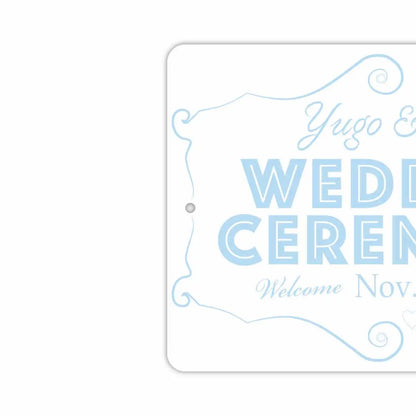 【長方形看板】ウェディングウェルカムボード・ブルー/アメリカ製オリジナル看板(約20x30cm) PL8HERO