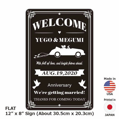 【長方形看板】ウェディングウェルカムボード・カー・ブラック/アメリカ製オリジナル看板(約20x30cm) PL8HERO